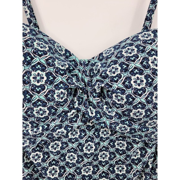 Kona Sol Swim Top Tankini Swimwear Geometric Blue M Strappy Shirt - Picture 3 of 10